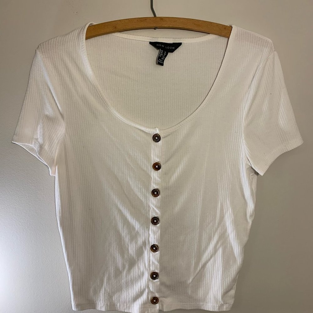 New Look Button Through Rib Tee - Picture 4 of 5